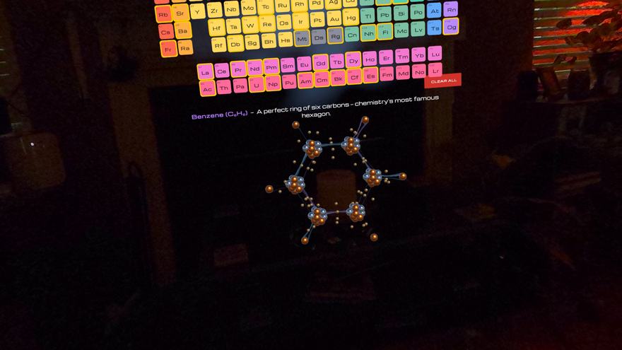 Benzene: a perfect ring of six carbons.